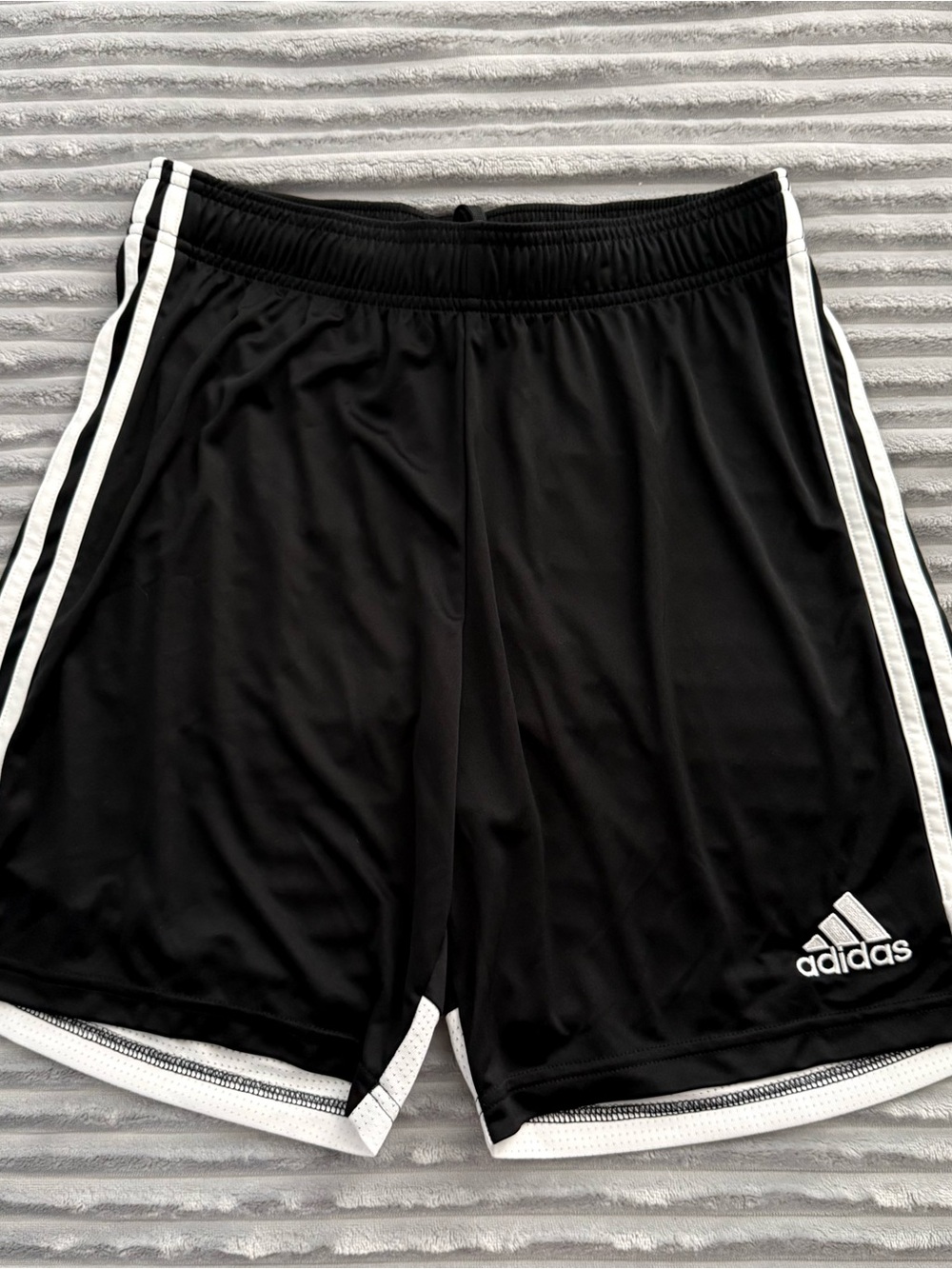 adidas Black Athletic Shorts with White Side Stripes